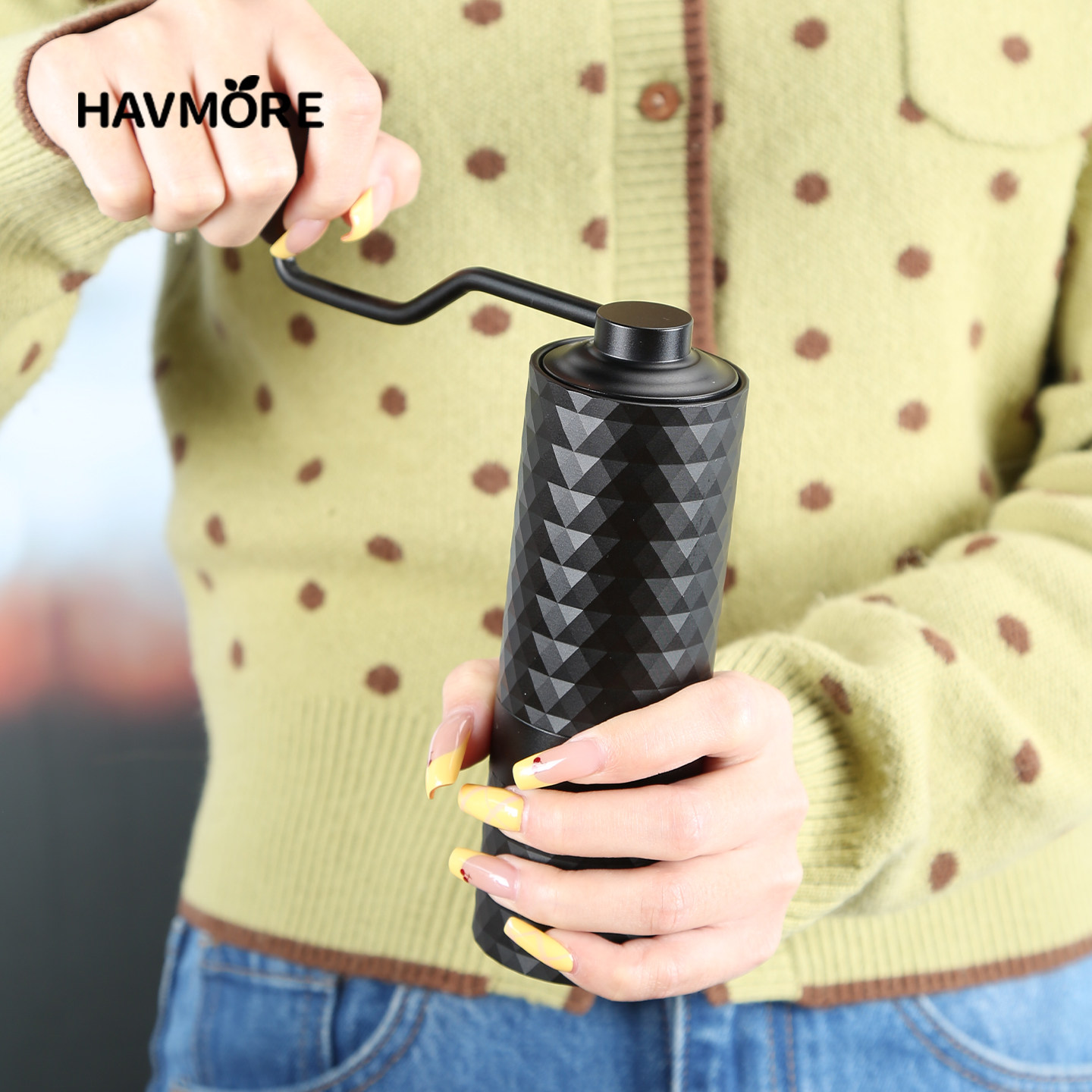 HAVMORE不锈钢CNC磨芯家用手冲意式咖啡豆研磨机咖啡机磨豆器手动