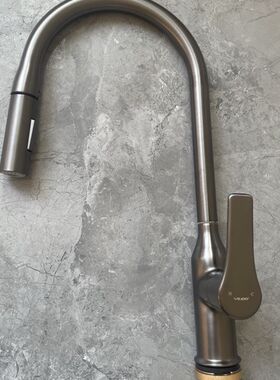 枪灰色厨房水龙头抽拉式冷热家用水槽 全铜龙头洗菜盆多功能旋转