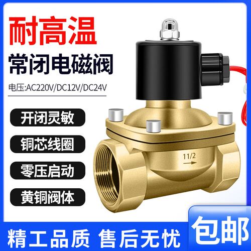 氟胶耐腐蚀高温款电磁阀220v常闭节能控制阀12v水阀开关24v电磁阀