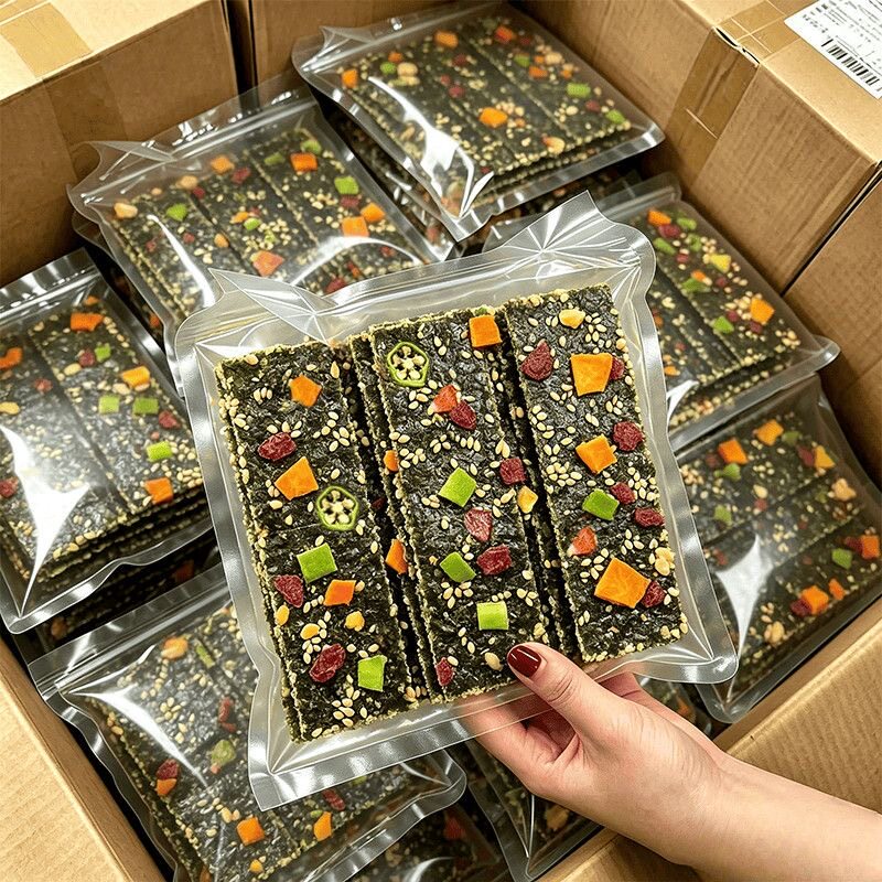 特价60片】即食果蔬海苔脆夹心海苔片多种果蔬儿童健康零食紫菜