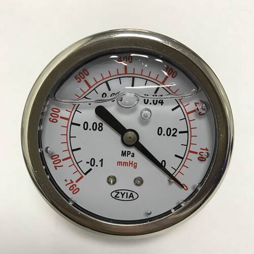 轴向真空表 耐震充油 -0.1-0mpa -760mmhg-0 表径61mm 螺纹ZG1/4