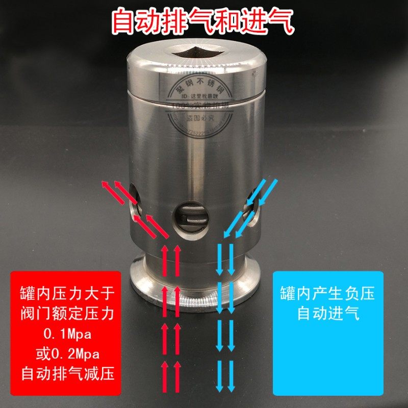 304不锈钢快装排气安全阀门卫生手动快接呼吸阀卡箍自动泄压减压