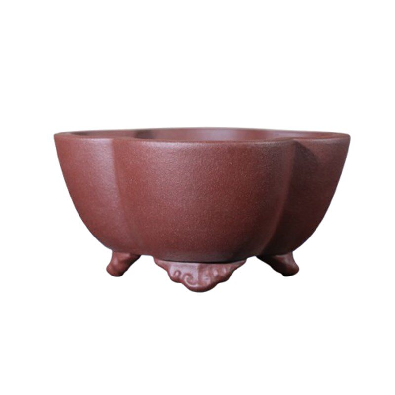 紫砂花盆手工盆景盆海棠盆木瓜盆老紫泥精品苏玲名家盆梅花形