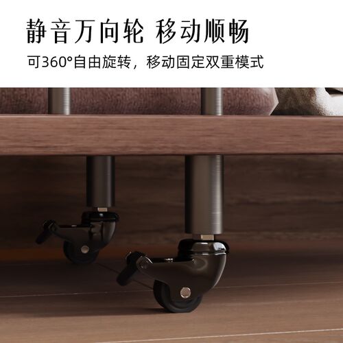 意式简奢卧室衣帽架落地客厅带轮可移动挂衣架收纳家用脏衣篓一体
