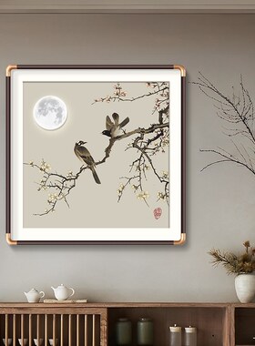 新中式餐厅装饰画入户玄关对门挂画2025年新款寓意好组合花鸟壁画