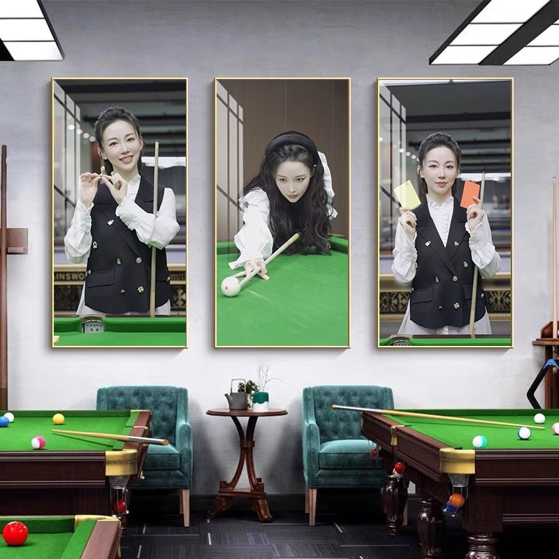 台球厅装饰画网红俱乐部斯洛克桌球室墙壁背景墙名人美女高级挂画