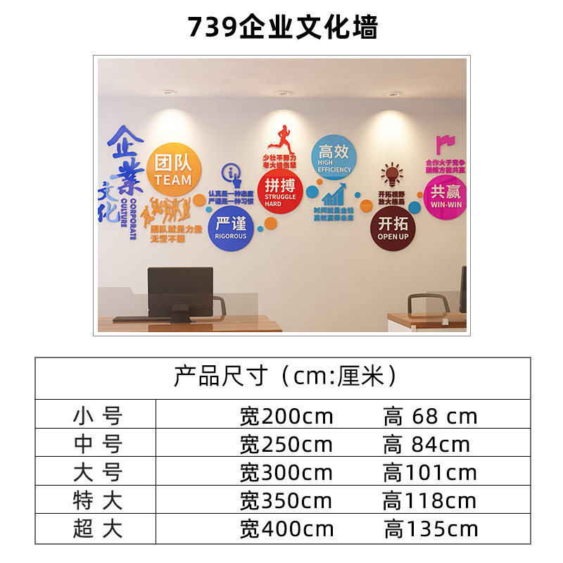 企业文化墙标语公司背景墙布置团队励志激励亚克力墙贴办公室装饰