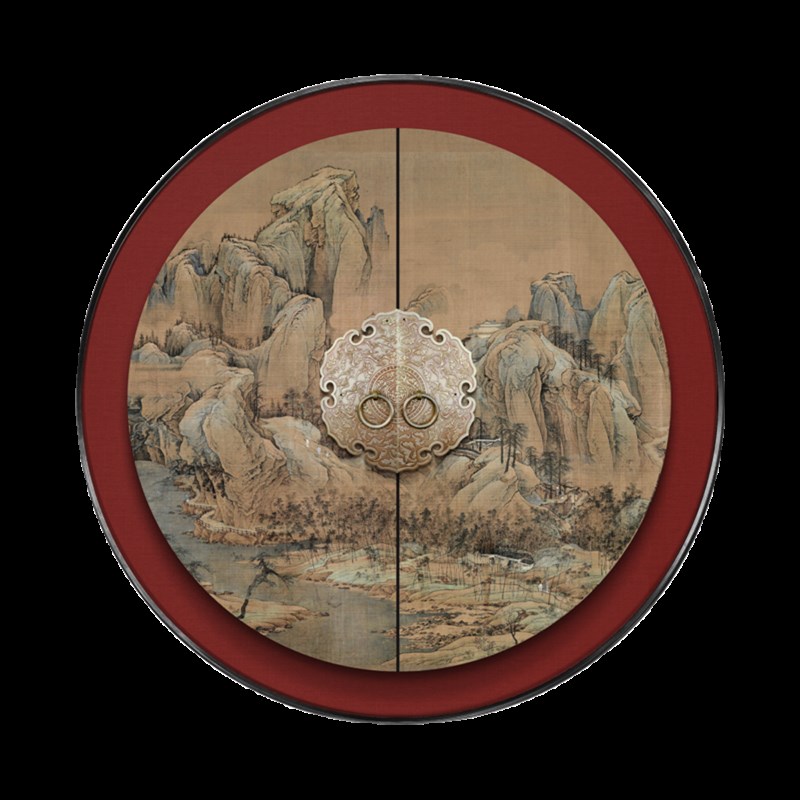 不装饰玄关亏大了!看这款新中式入户玄关圆形风景装饰画挂画