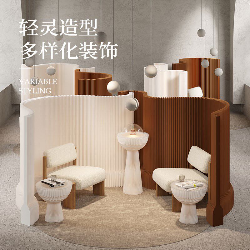 十八纸轻浅屏风隔断栅栏围栏可折叠移动墙纸玄关客厅房间背景墙