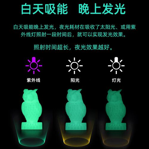 PLA夜光色3D打印机耗材夜光蓝绿星空发光PLA线材双弟