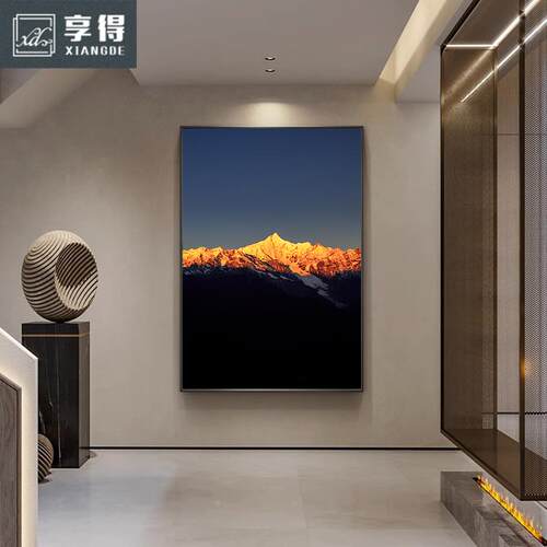日照金山玄关装饰画客厅背景墙落地壁画高级感梅里雪山办公室挂画