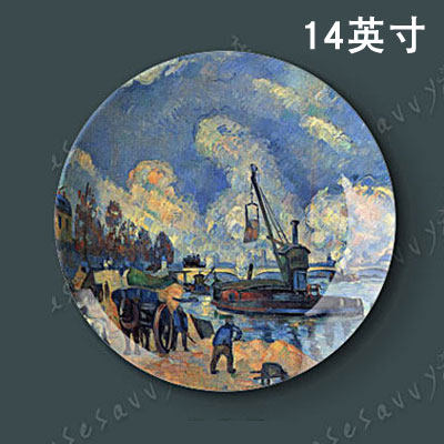 14英寸塞尚油画装饰画盘餐厅挂盘组合盘子墙饰摆件陶瓷盘工艺盘