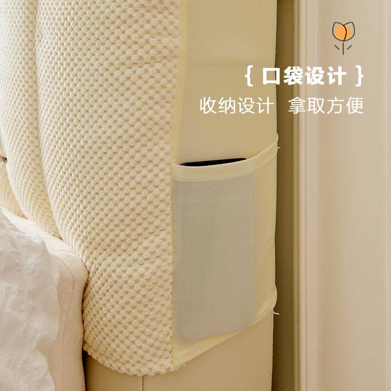 粉色床头套罩秋冬全包公主风儿y童女孩加厚夹棉1米5木床靠背软包