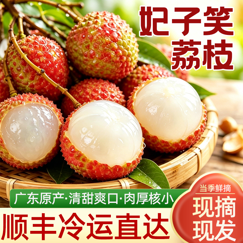 当季广东妃子笑荔枝新鲜现摘孕妇水果皮薄肉厚多汁核新鲜采摘盒装