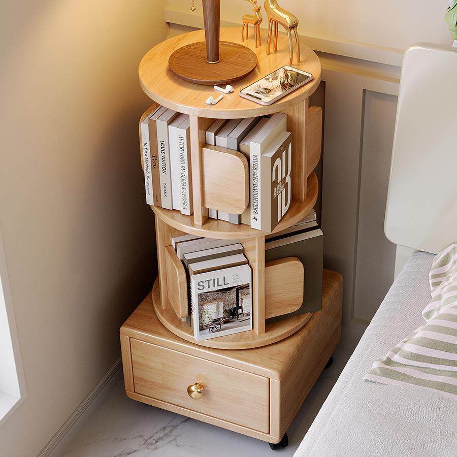 床IAN全实木旋转小书架旋转柜书架卧室儿童书简约头床边收柜纳置