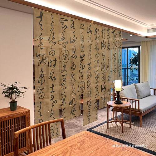 新款美式书法纱幔多联隔商断帘中复古20241014场景装饰吊幔用陈布