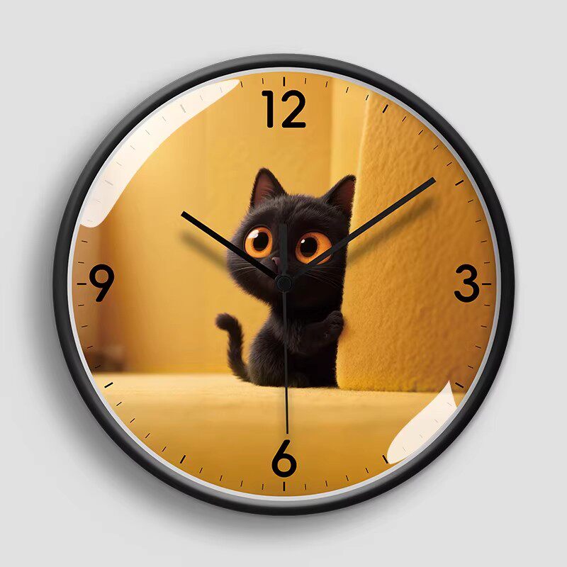 森梭可爱黑猫治愈系静音挂钟