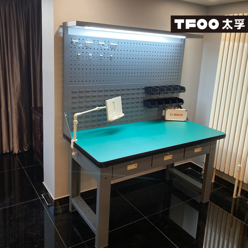 太孚 带抽屉高灯架组装桌 插座图纸工具挂板流水线防静电工作台