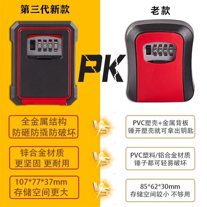 亿联智能全金属密码钥匙盒装修室外防水防盗神器门口临时锁钥匙盒