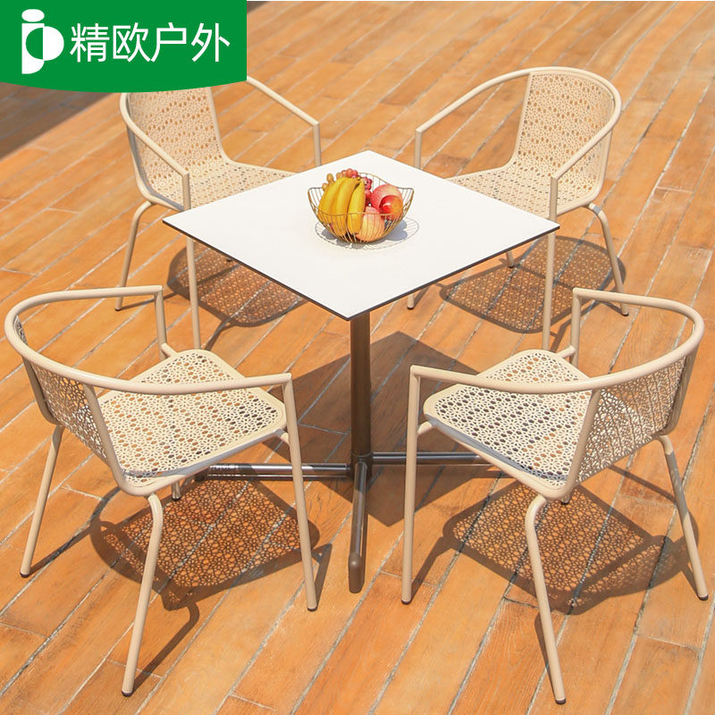 户外桌椅庭院花园露台室外商用奶茶店咖啡店创意铁艺桌子椅子组合