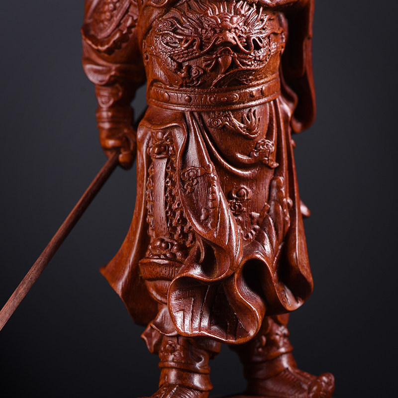 关公武财神像非洲紫檀木雕刻关二爷仿古人物摆件手工艺品家居摆件
