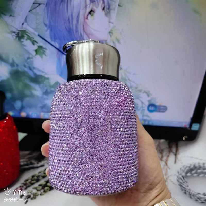 热销镶钻保温杯保温瓶小号迷你可爱女生挎包水杯便携学生不锈钢