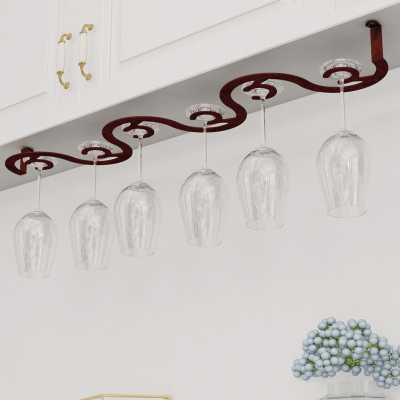 黑色挂架红酒杯架酒柜摆件倒挂家用悬挂酒杯架高脚杯架葡萄酒杯架