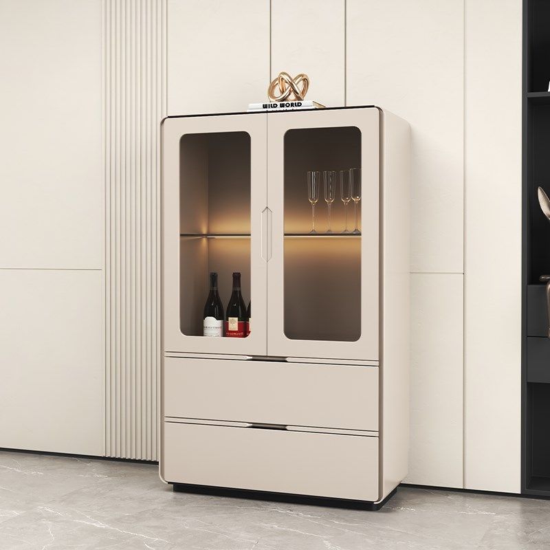 轻奢酒柜小型展示柜玻璃门餐边柜高柜一体靠墙电视机墙边柜立柜
