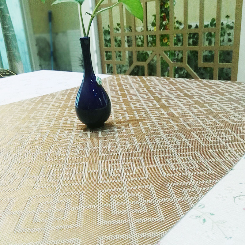 定制规格环保PVC餐桌垫桌布欧式桌旗金色酒店西餐垫隔热垫可水洗