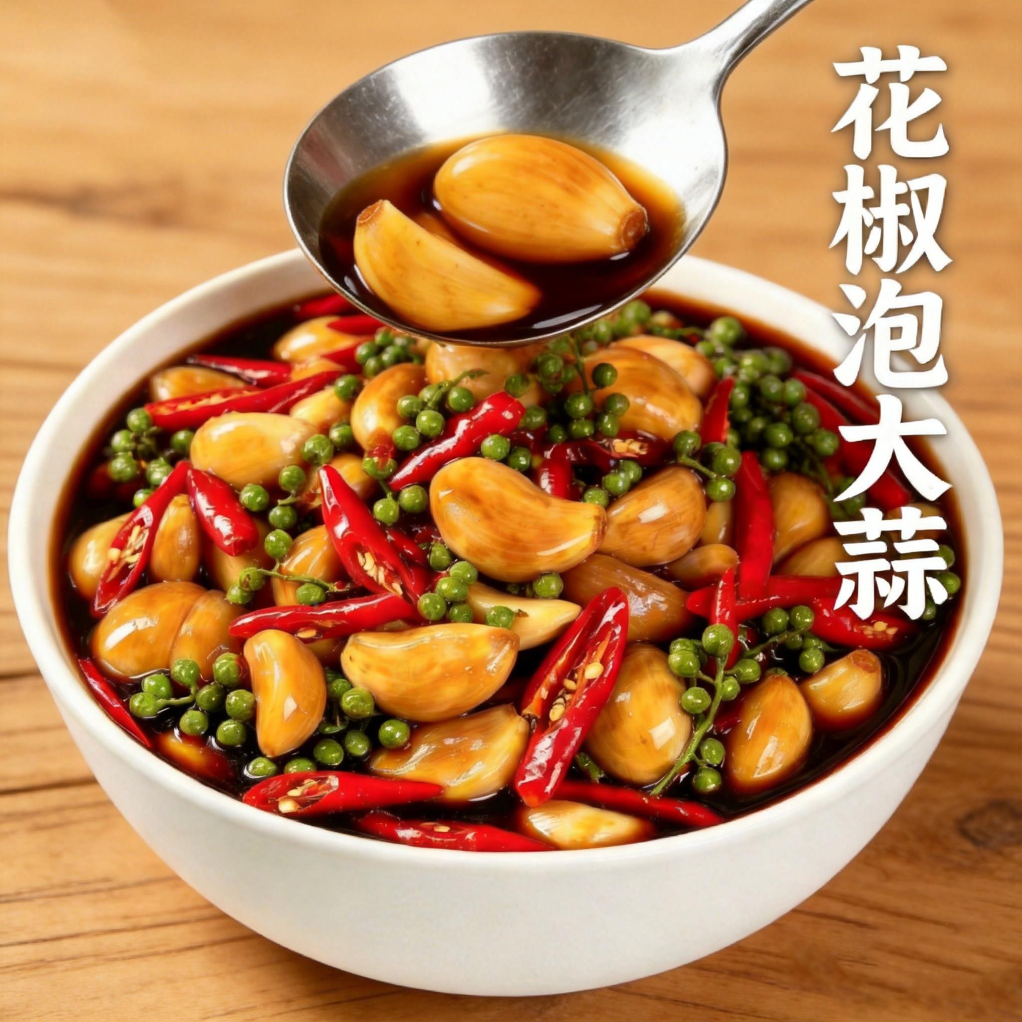 木鱼山花椒泡大蒜香腊八蒜泡菜下饭菜农家手工花椒酱油泡大蒜老坛