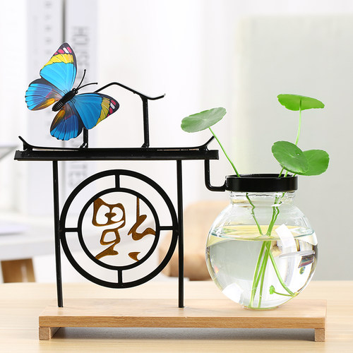 花瓶玻璃水培器皿铜钱草绿萝透明个性水养花盆办公室创意吊挂摆件