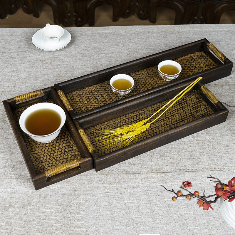 泰国木质托盘长方形日式家用客厅酒店收纳端菜放水果茶杯水杯子垫