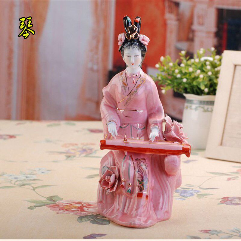陶瓷古典美女雕塑琴棋书画瓷器家居装饰工艺品客厅书房办公室摆件