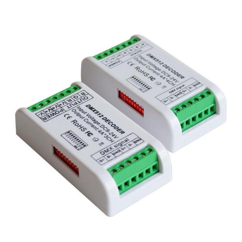 3CH 4CH led解码器 带拔码DMX512恒压控制 rgbw灯带迷你控制器