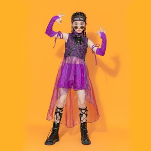 2026新款女童爵士舞网红套装儿童演出服街舞嘻哈女孩模特走秀服装
