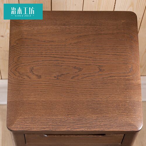 治木工坊纯实木花架北欧简约红橡木置物架家用卧室灯桌客厅小茶桌