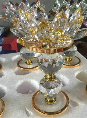 莲花灯酥油用品蜡烛灯座水晶长明烛台佛具工艺品摆件