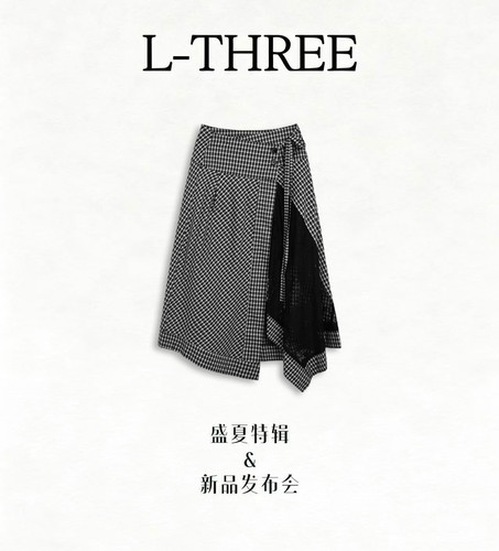 L-THREE『心动格子裙』高腰显瘦绑带格子半裙 L3503