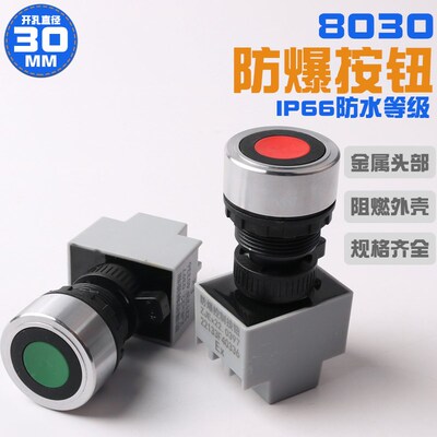 8030金属防爆开关自复位红绿色一开一闭控制开关24V36V220V380V