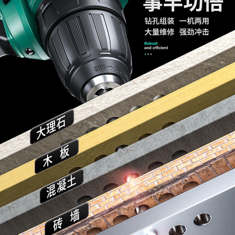 绿林无刷电钻锂电多功能充电电动工具螺丝刀冲击钻家用电转手枪钻
