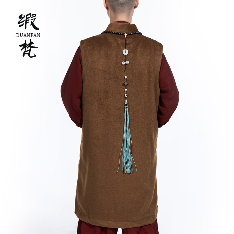 缎梵秋冬季僧服加绒保暖男女款僧衣居士服长褂伽蓝褂马甲