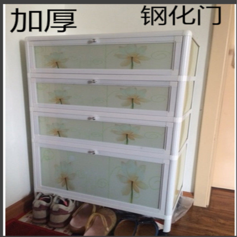 简易钢化玻璃阳台防晒鞋柜铝合金环保室外防水致力组装大容量鞋柜