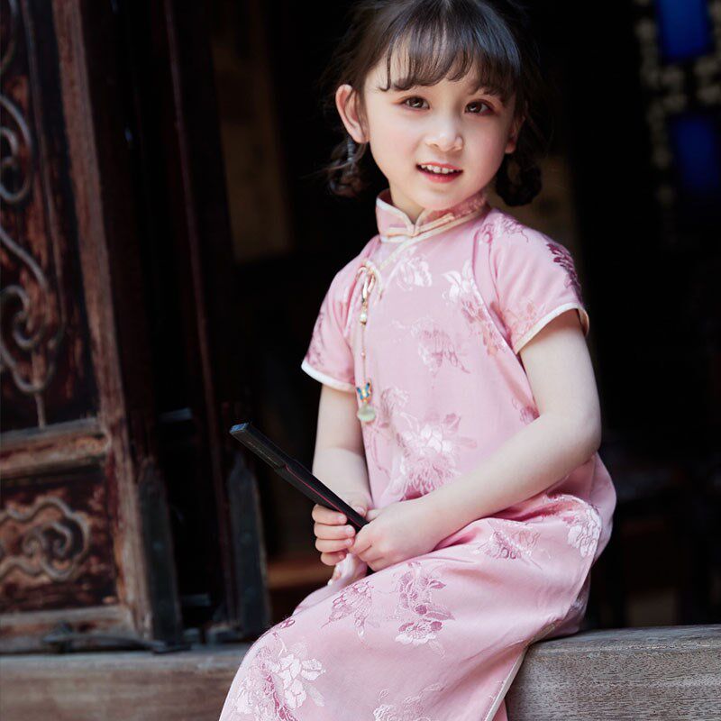 真丝包边全开襟2025儿童旗袍女小女孩夏季民国风女童夏女宝中国风