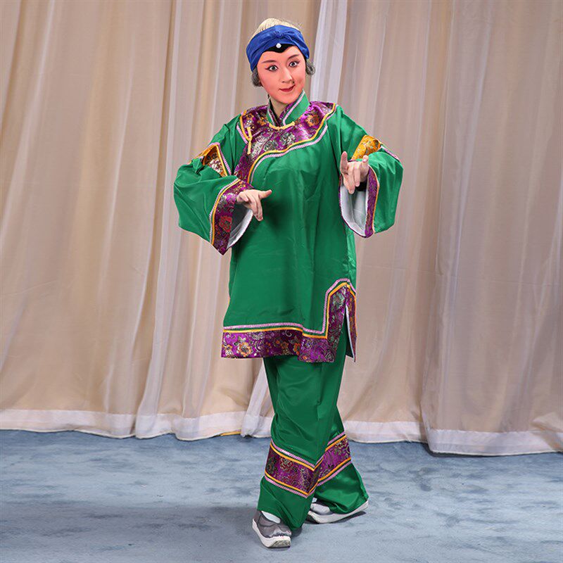 织锦缎媒婆衣 京剧戏曲秧歌舞蹈演出服装丑角彩旦戏服老太婆老旦