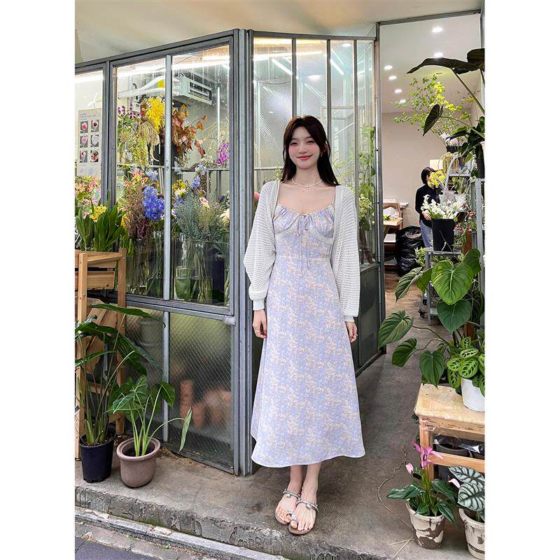 TAKIYAS SHOP 温柔碎花吊带裙/镂空开衫