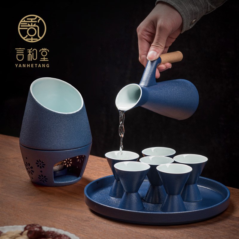 言和堂秋辰温酒器套装酒杯烫酒壶家用温酒壶酒具加热黄酒烫酒器