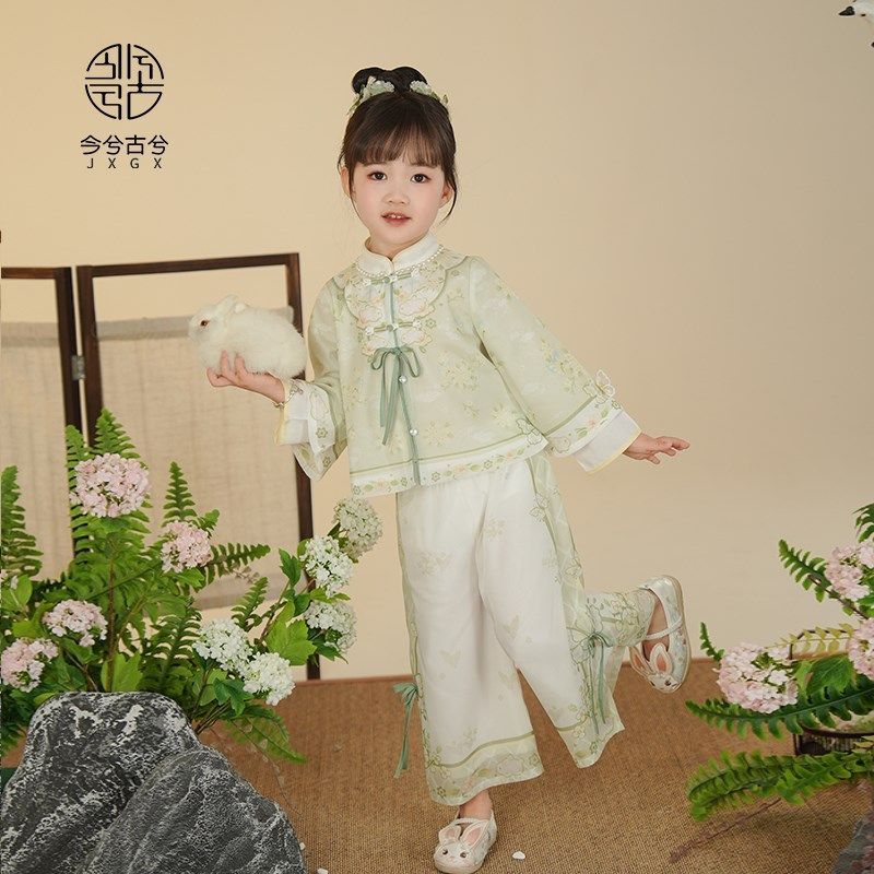 汉服女童春装宝宝中国风小清新仙气两件套古装儿童古风裤子套装女