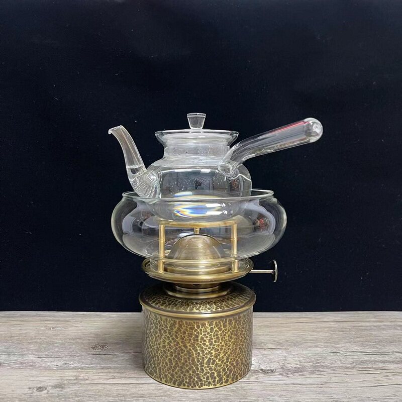 可携式茶灯巴掌大小型泡茶炉旅游外带方便纯铜雕刻复古茶灯美观耐
