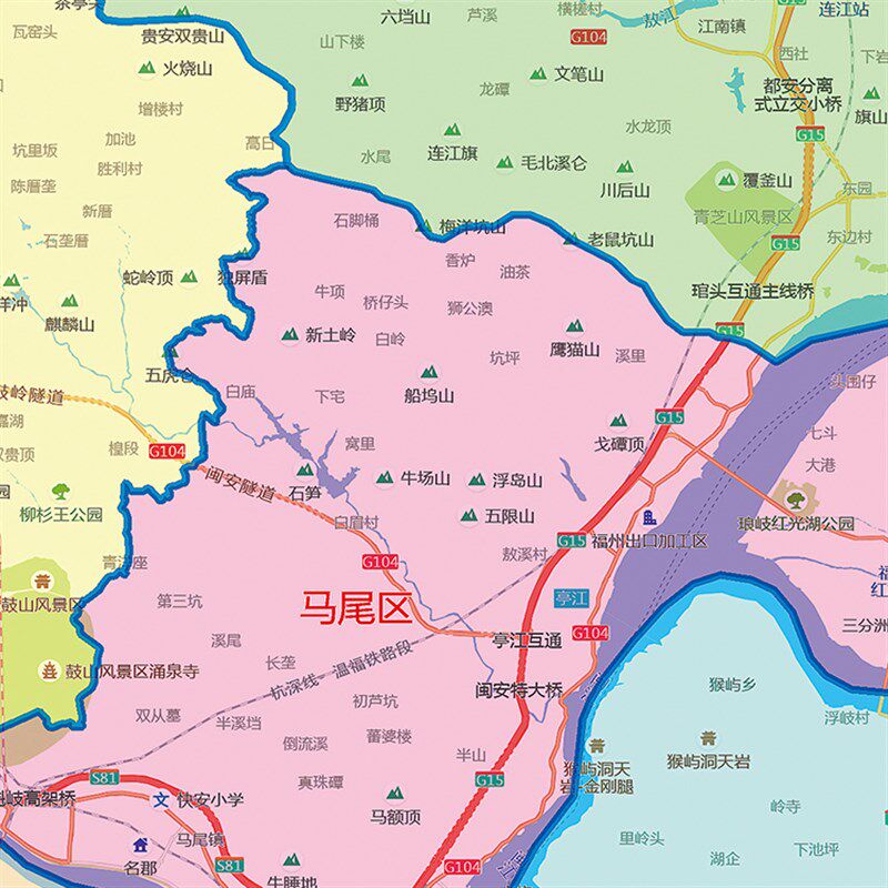 2021新款福州市区划地图办公室挂图高清防水装饰画推荐超大可定制