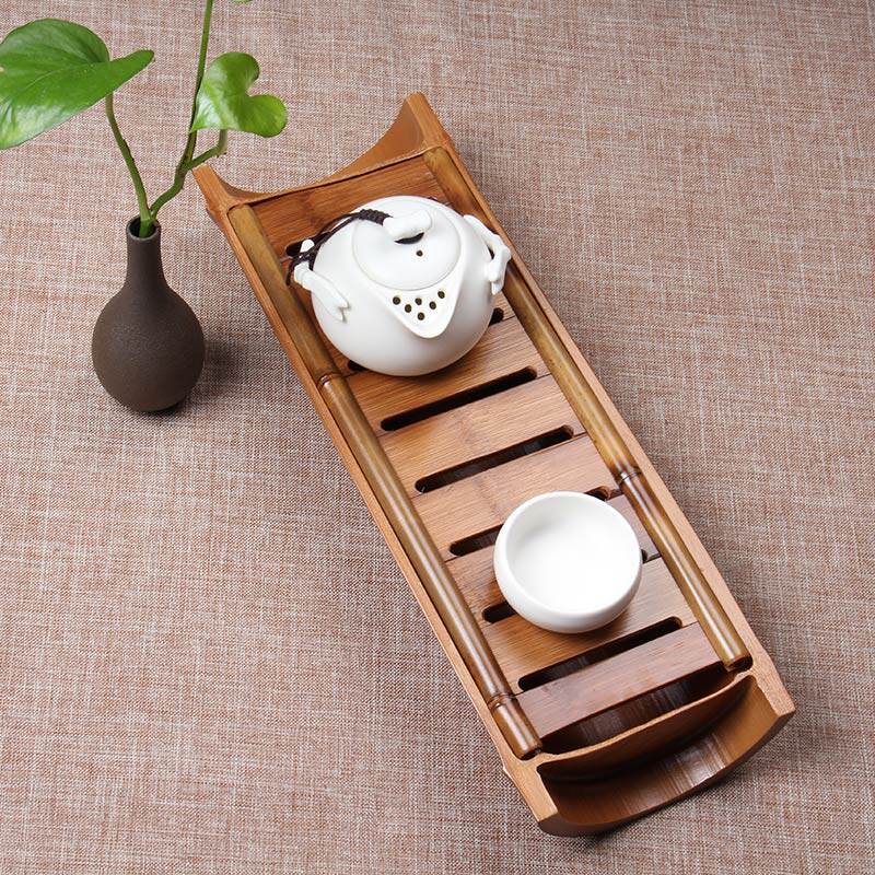 茶盘竹制储水 简约家用 功夫茶道零配件嵌入式水杯架奉茶盘 天然